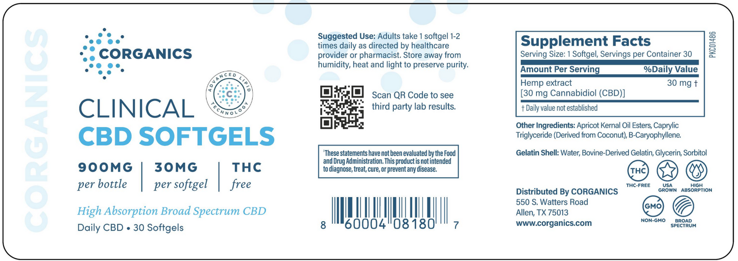 Corganics Clinical CBD Softgels™ - HCP